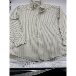 L.L. Bean Wrinkle Resistant Dress Shirt Men's 15.5 34 Blue Yellow Stripe